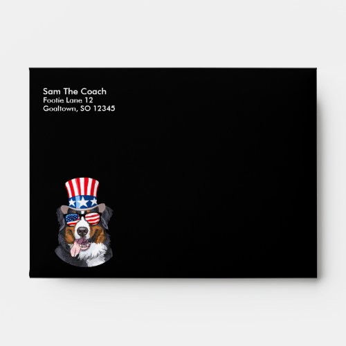 Bernese Mountain Dog USA Flag Hat 4th of July Envelope