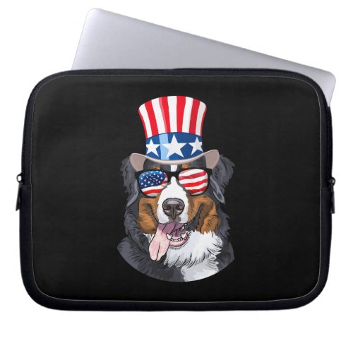 Bernese Mountain Dog USA Flag Hat 4th of July Laptop Sleeve
