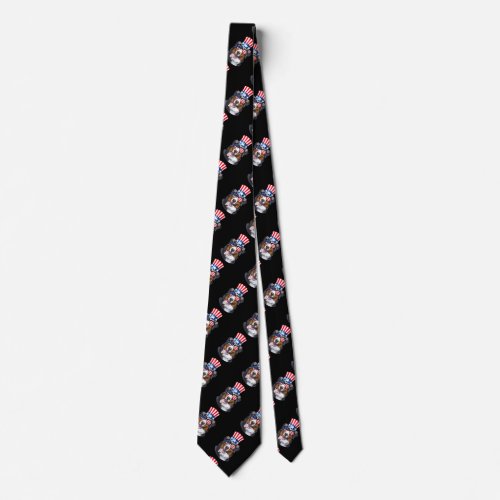 Bernese Mountain Dog USA Flag Hat 4th of July Neck Tie