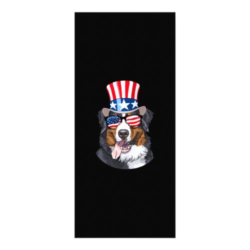 Bernese Mountain Dog USA Flag Hat 4th of July Rack Card