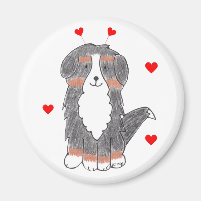 Bernese Mountain Dog Valentine Ears Magnet (Front)