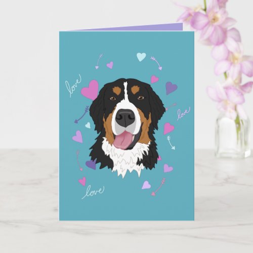 Bernese Mountain Dog Valentines Day  Card