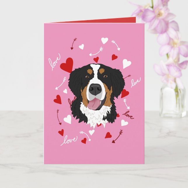 Bernese Mountain Dog Valentines Day  Card (Orchid)