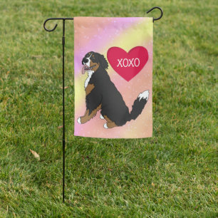 Bernese Mountain Dog Valentines Day Garden Flag
