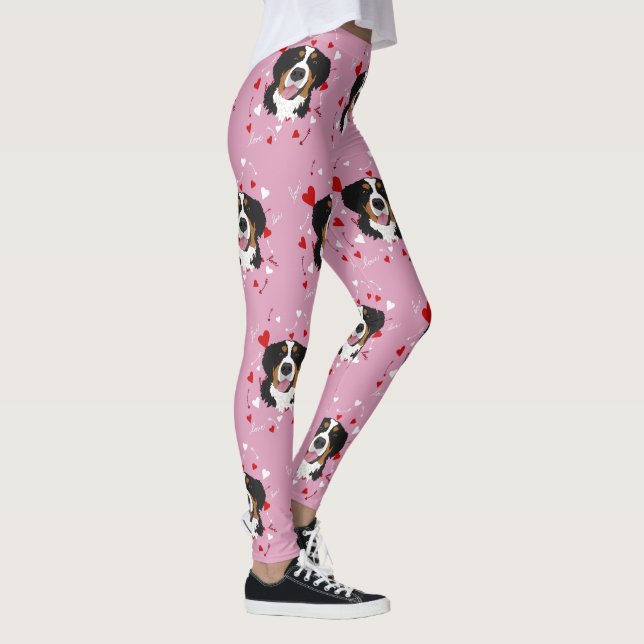 Bernese Mountain Dog Valentines Day  Leggings (Right)