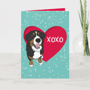 Bernese Mountain Dog Valentines Day  Letterpress Thank You Card