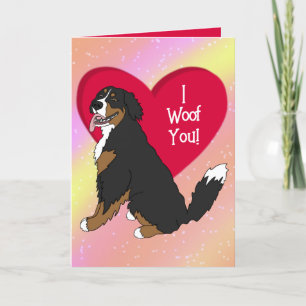 Bernese Mountain Dog Valentines Day Letterpress Thank You Card