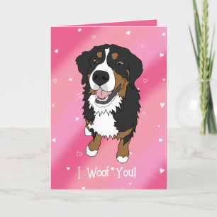 Bernese Mountain Dog Valentines Day Letterpress Thank You Card