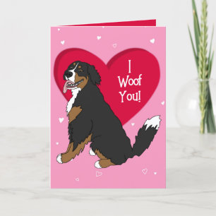 Bernese Mountain Dog Valentines Day Letterpress Thank You Card