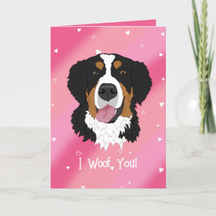 Bernese Mountain Dog Valentines Day Letterpress Thank You Card