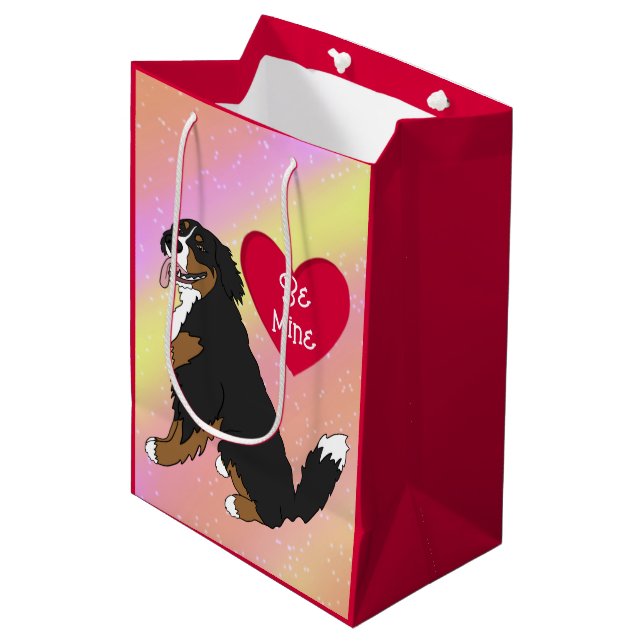 Bernese Mountain Dog Valentines Day Medium Gift Bag (Front Angled)