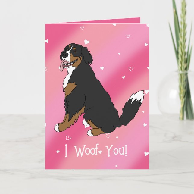 Bernese Mountain Dog Valentines Day  Thank You Card (Front)