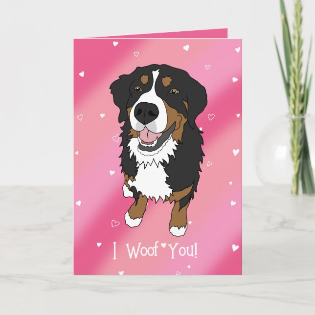 Bernese Mountain Dog Valentines Day Thank You Card (Front)