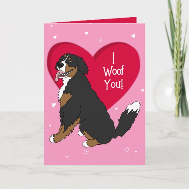 Bernese Mountain Dog Valentines Day Thank You Card (Front)