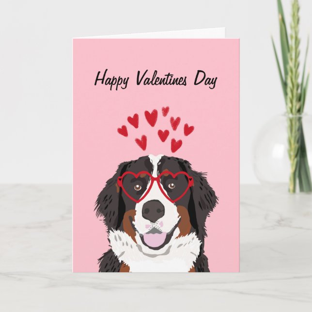 Bernese Mountain Dog Valentines Dog Love Holiday Card (Front)