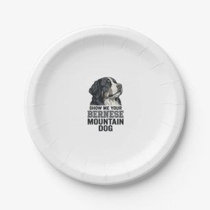 Bernese Mountain Dog Vintage Engraving Shirt Desig Paper Plates
