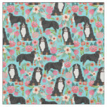 Bernese Mountain Dog vintage florals turquoise Fabric