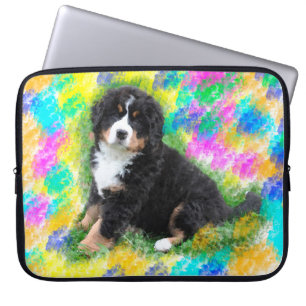 Bernese Mountain Dog Watercolor Art Painting Laptop Sleeve