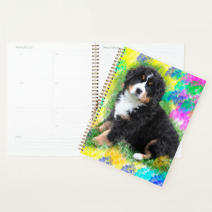 Bernese Mountain Dog Watercolor Art Painting Planner