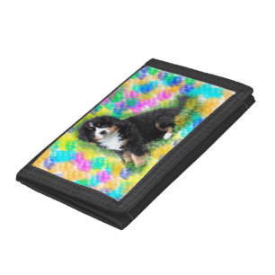 Bernese Mountain Dog Watercolor Art Painting Tri-fold Wallet