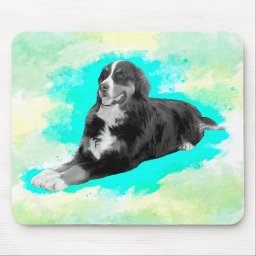 Bernese Mountain Dog Watercolor Art Throw Mouse Pad