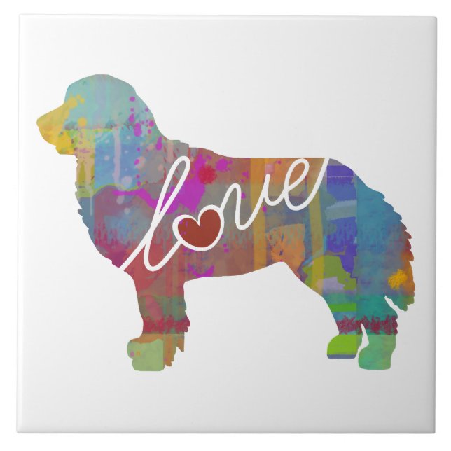 Bernese Mountain Dog Watercolor Ceramic Tile (Front)