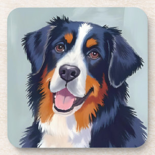 Bernese Mountain Dog   Watercolor Painting Beverage Coaster