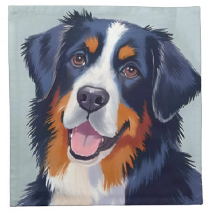 Bernese Mountain Dog Watercolor Painting Cloth Napkin