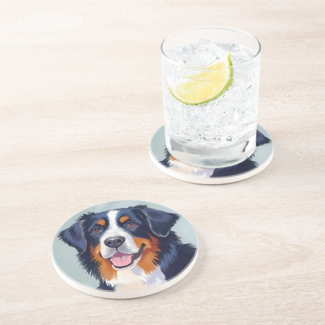 Bernese Mountain Dog | Watercolor Painting Coaster (Side)