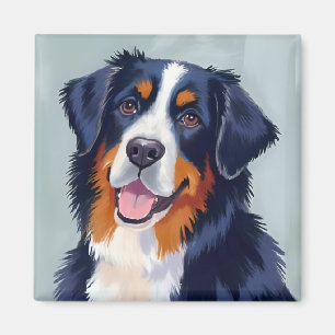 Bernese Mountain Dog Watercolor Painting Magnet