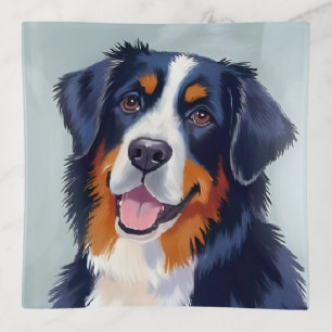 Bernese Mountain Dog   Watercolor Painting Trinket Tray