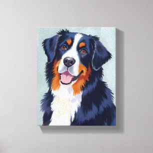 Bernese Mountain Dog   Watercolor Pet Painting Canvas Print