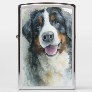 Bernese Mountain dog watercolor portrait Zippo Lighter