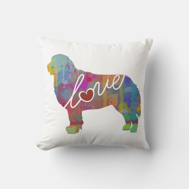 Bernese Mountain Dog Watercolor Throw Pillow (Front)