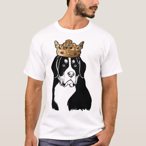 Bernese Mountain Dog Wearing Crown T_Shirt