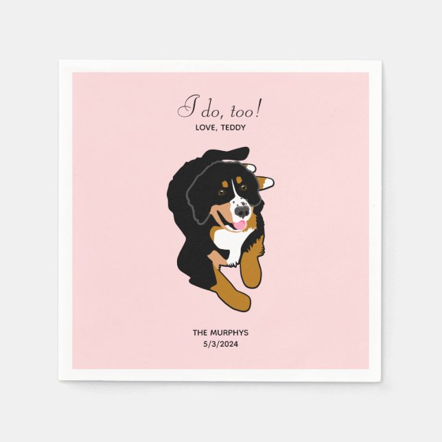 Bernese Mountain Dog Wedding Cocktail Napkins (Front)