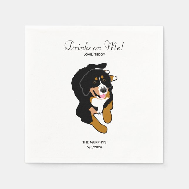 Bernese Mountain Dog Wedding Cocktail Napkins (Front)