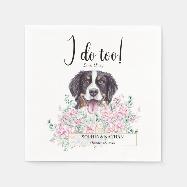 Bernese Mountain Dog Wedding Cocktail Napkins (Front)