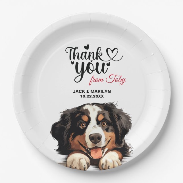 Bernese Mountain Dog Wedding Cocktail Paper Plates (Front)