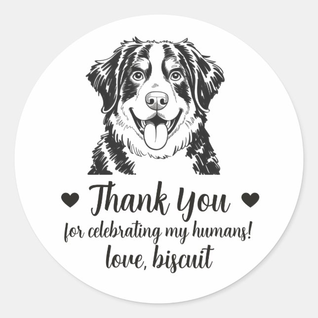 Bernese Mountain Dog Wedding Favor Stickers (Front)