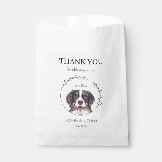 Bernese Mountain Dog Wedding Thank You Favor Bag (Front)