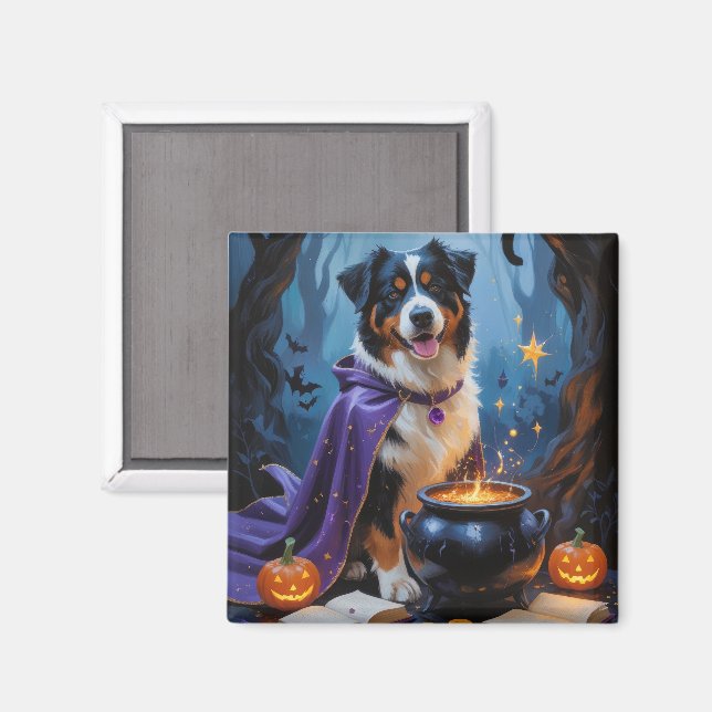 Bernese Mountain Dog Whimsical Halloween Painting Magnet (Front/Back)