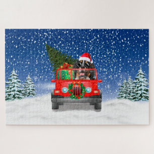 Bernese Mountain dog with Christmas gifts Jigsaw Puzzle