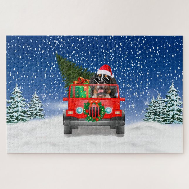 Bernese Mountain dog with Christmas gifts Jigsaw Puzzle (Horizontal)