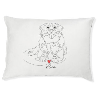 Bernese Mountain Dog with Heart Line Art Pet Bed