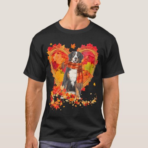 Bernese Mountain Dog With Heart Made Of Autumn T_Shirt