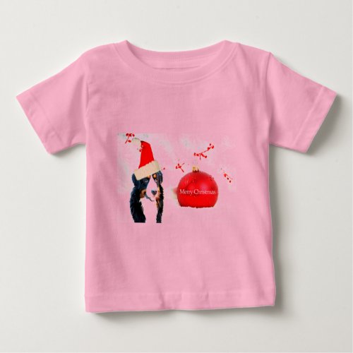 Bernese Mountain Dog with red Christmas Ornament Baby T_Shirt