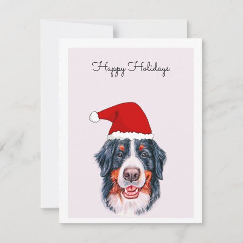 Bernese Mountain Dog with Santa Hat Card
