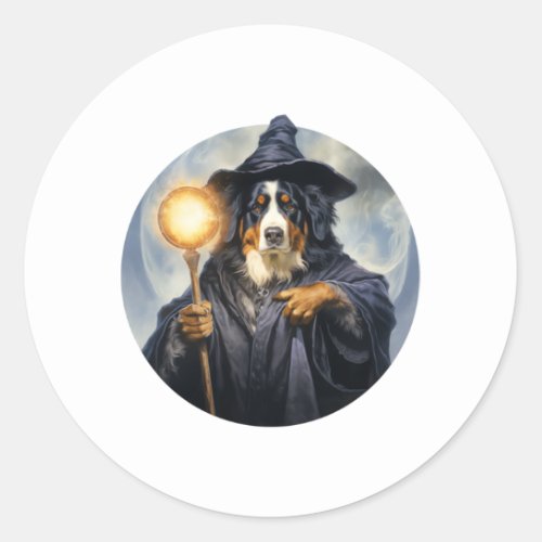 Bernese Mountain Dog Wizard Classic Round Sticker