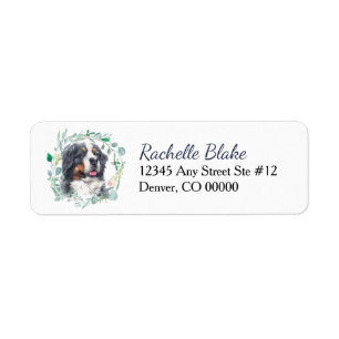 Bernese Mountain Dog Wreath Return Address Label